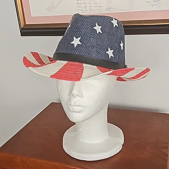 Western red white and blue Hat - Picture 3 of 5